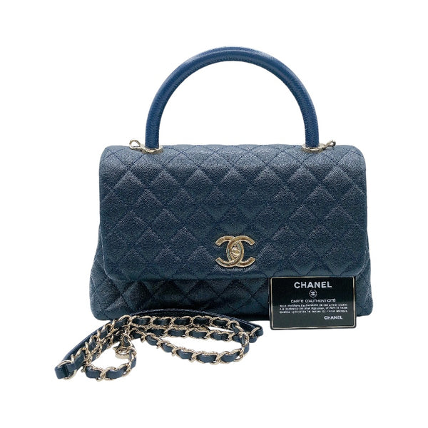シャネル CHANEL ココハンドル29 A92991 31番台 ネイビー/ゴールド金具 牛革 キャビアスキン/リザード レディース ショルダーバッグ