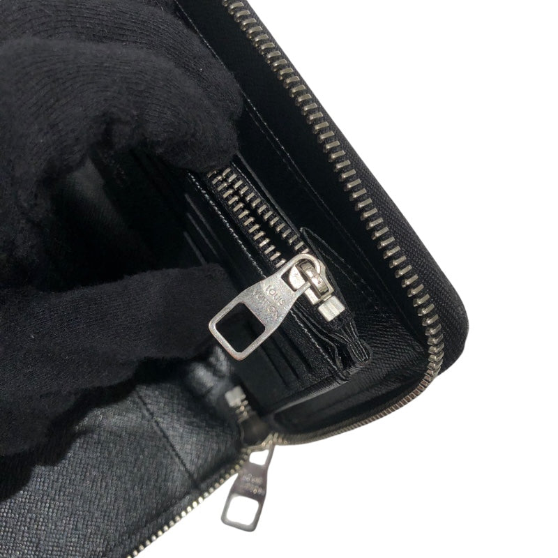 ルイ・ヴィトン LOUIS VUITTON ジッピー・オーガナイザーNM N60111 ブラック、グレー　シルバー金具 ダミエ 長財布