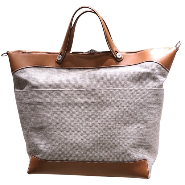 エルメス HERMES カレーシュ エクスプレスウィークエンドバッグ ▢Q刻印 グレー/フォーブ トワル/バレニア メンズ ショルダーバッグ