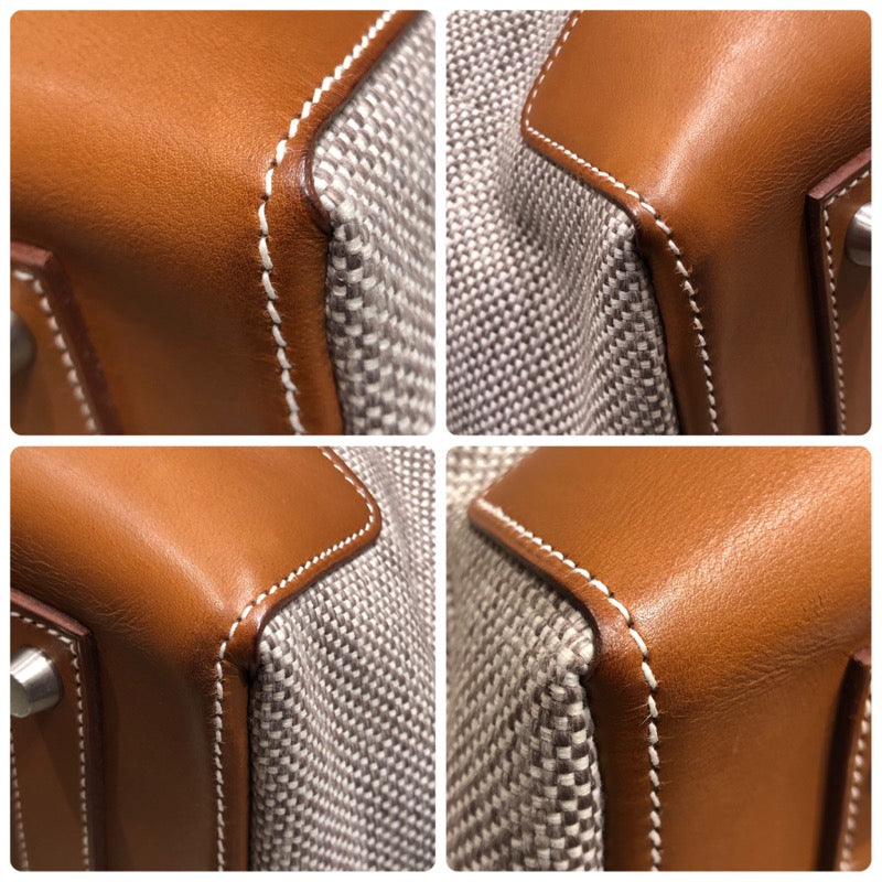 エルメス HERMES カレーシュ エクスプレスウィークエンドバッグ ▢Q刻印 グレー/フォーブ トワル/バレニア メンズ ショルダーバッグ