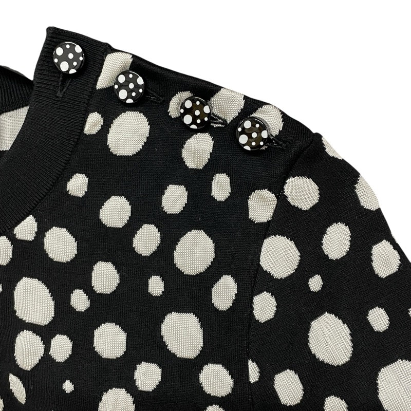 ルイ・ヴィトン LOUIS VUITTON X 草間彌生 ドット総柄ニットトップス FOKL23 ブラック コットン レディース ニット