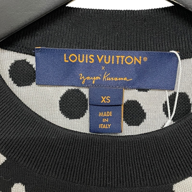 ルイ・ヴィトン LOUIS VUITTON X 草間彌生 ドット総柄ニットトップス FOKL23 ブラック コットン レディース ニット