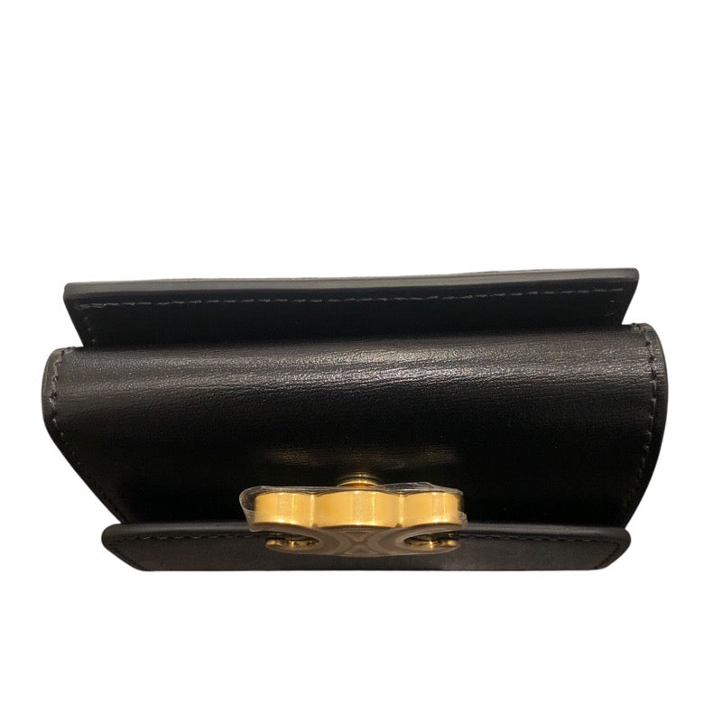 セリーヌ CELINE コイン入れ付きコンパクトウォレット トリオンフ 10I653DPV.38NO ブラック/ゴールド金具 カーフレザー レディース 三つ折り財布