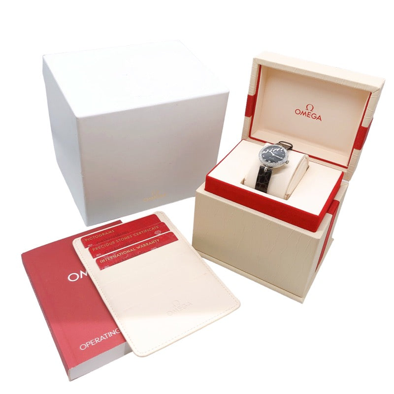 オメガ OMEGA デビル プレステージ デュードロップ 424.18.27.60.51.001 ブラック SS/革ベルト クオーツ レディース 腕時計