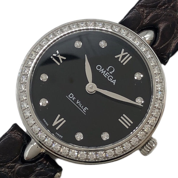 オメガ OMEGA デビル プレステージ デュードロップ 424.18.27.60.51.001 ブラック SS/革ベルト クオーツ レディース 腕時計