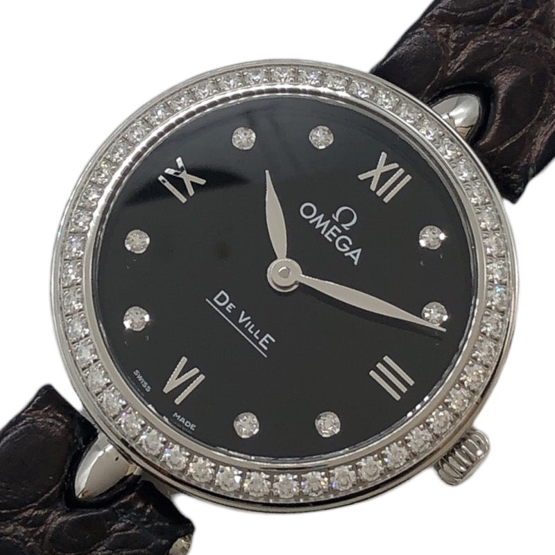 オメガ OMEGA デビル プレステージ デュードロップ 424.18.27.60.51.001 ブラック SS/革ベルト クオーツ レディース 腕時計