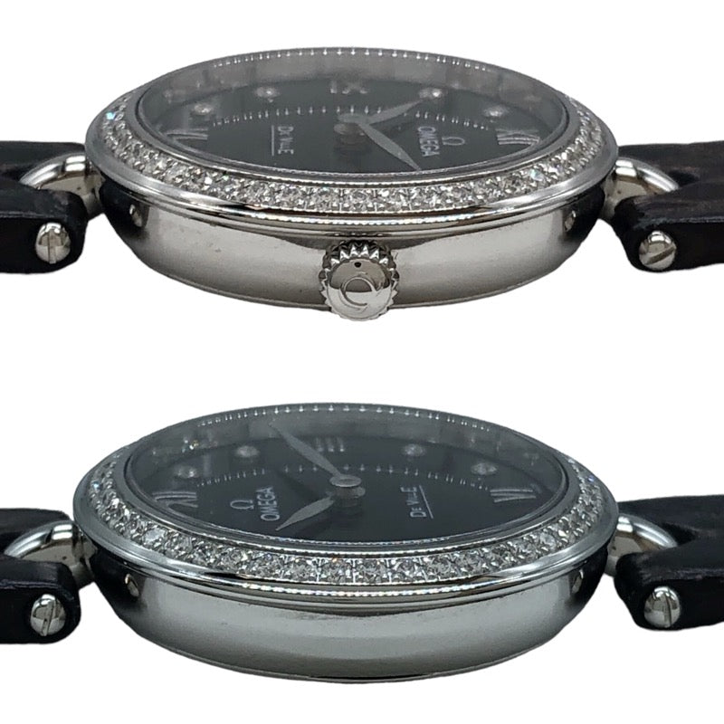 オメガ OMEGA デビル プレステージ デュードロップ 424.18.27.60.51.001 ブラック SS/革ベルト クオーツ レディース 腕時計