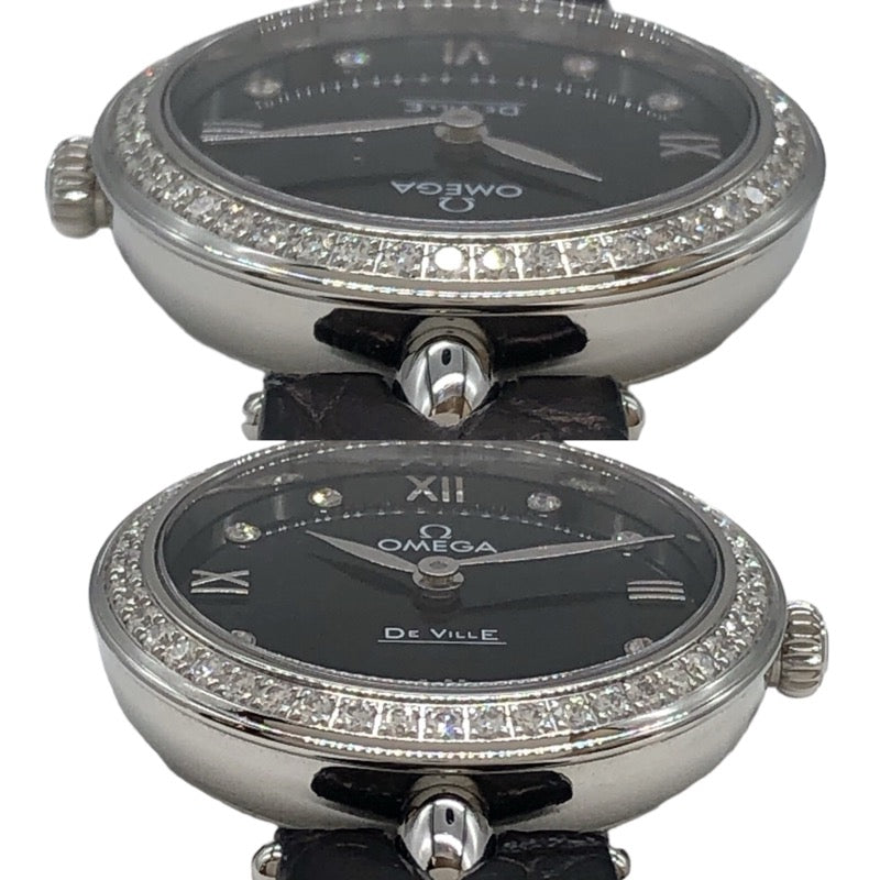 オメガ OMEGA デビル プレステージ デュードロップ 424.18.27.60.51.001 ブラック SS/革ベルト クオーツ レディース 腕時計