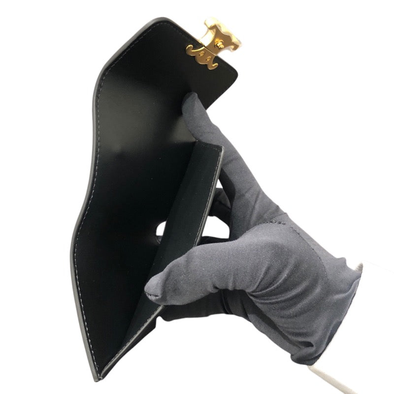 セリーヌ CELINE コイン入れ付きコンパクトウォレット トリオンフ 10I653DPV.38NO ブラック/ゴールド金具 カーフレザー レディース 三つ折り財布