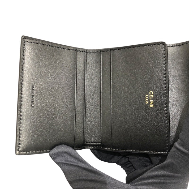 セリーヌ CELINE コイン入れ付きコンパクトウォレット トリオンフ 10I653DPV.38NO ブラック/ゴールド金具 カーフレザー レディース 三つ折り財布