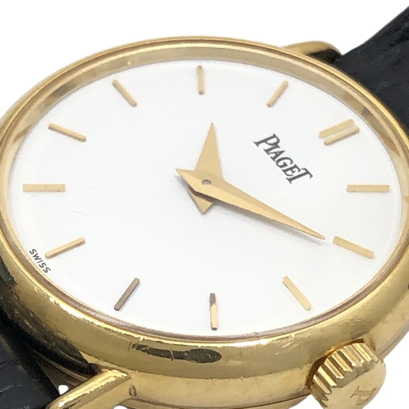 ピアジェ PIAGET ラウンド 8055N ホワイト K18YG/レザーストラップ レディース 腕時計