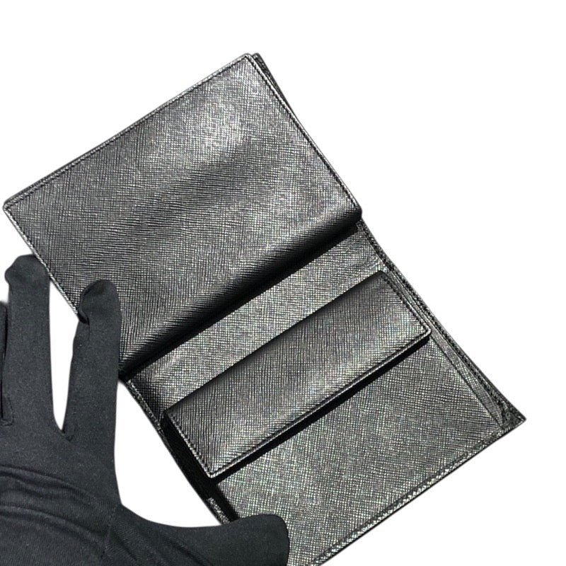 プラダ PRADA サフィアーノ コンパクトウォレット ブラック