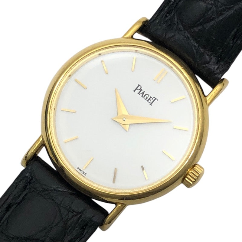 ピアジェ PIAGET ラウンド 8055N ホワイト K18YG/レザーストラップ レディース 腕時計