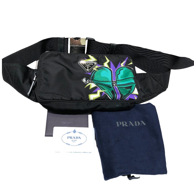 プラダ PRADA テスートボディバッグ 2VL977 ブラック　シルバー金具 ナイロン レディース ウエストバッグ