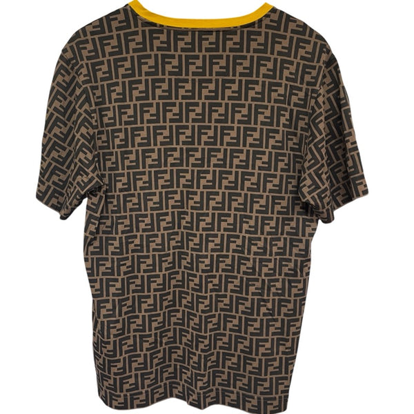 フェンディ FENDI FF総柄半袖Tシャツ FY0936 ブラウン コットン メンズ 半袖Ｔシャツ