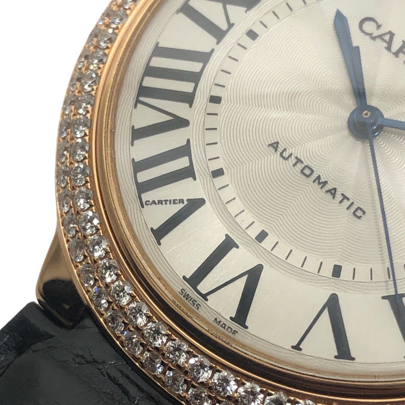 カルティエ Cartier バロンブルー ドゥ カルティエ LM WE900851 シルバー K18PG/レザーストラップ メンズ 腕時計