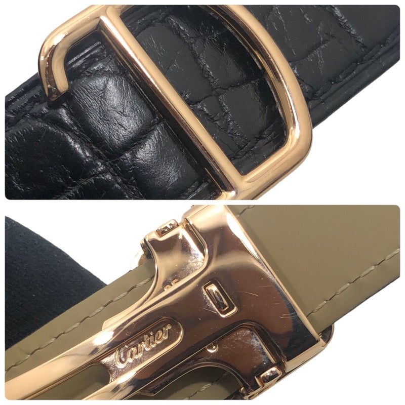 カルティエ Cartier バロンブルー ドゥ カルティエ LM WE900851 シルバー K18PG/レザーストラップ メンズ 腕時計