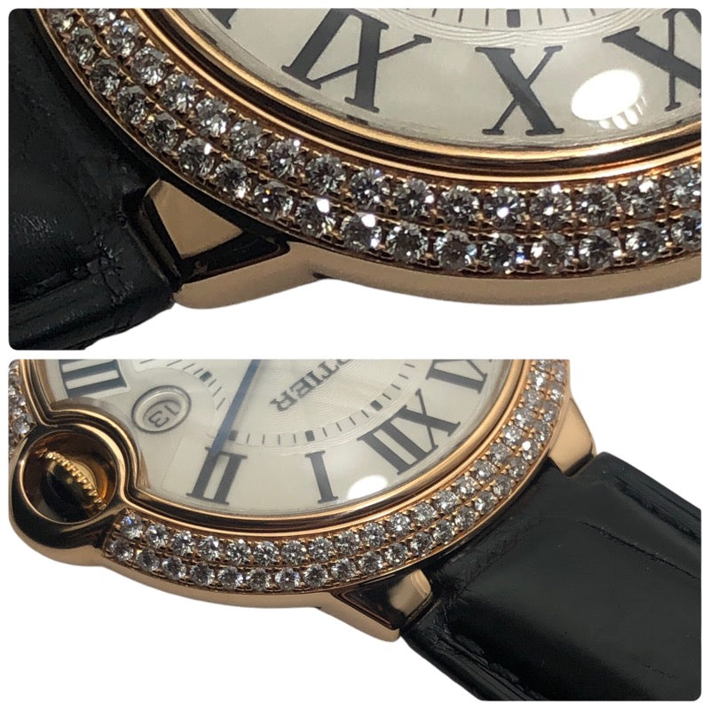 カルティエ Cartier バロンブルー ドゥ カルティエ LM WE900851 シルバー K18PG/レザーストラップ メンズ 腕時計