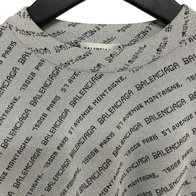 バレンシアガ BALENCIAGA ロゴ総柄ニットトップス シルバー レディース ニット