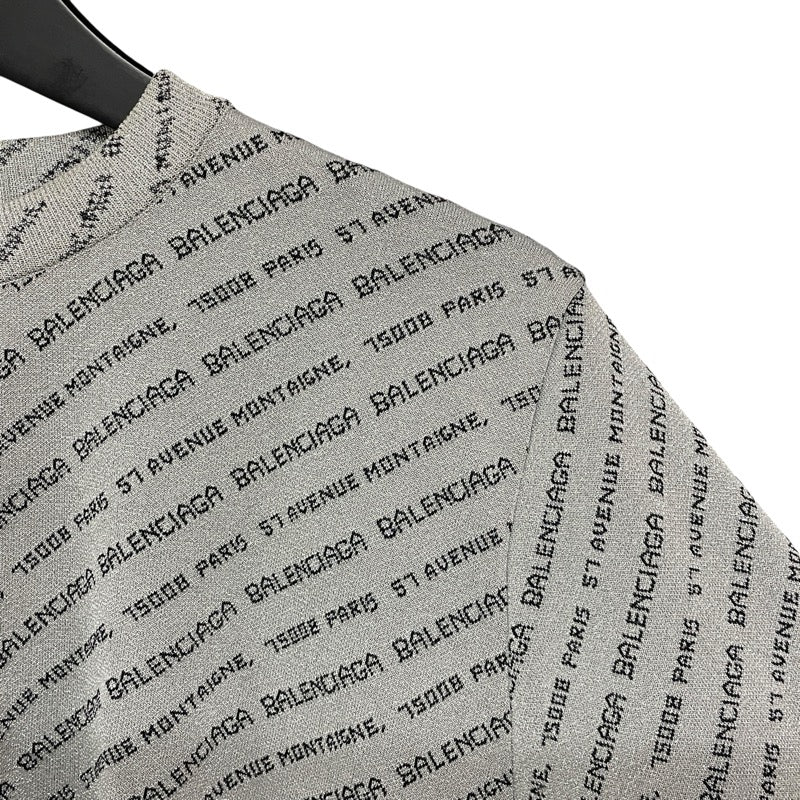 バレンシアガ BALENCIAGA ロゴ総柄ニットトップス シルバー レディース ニット