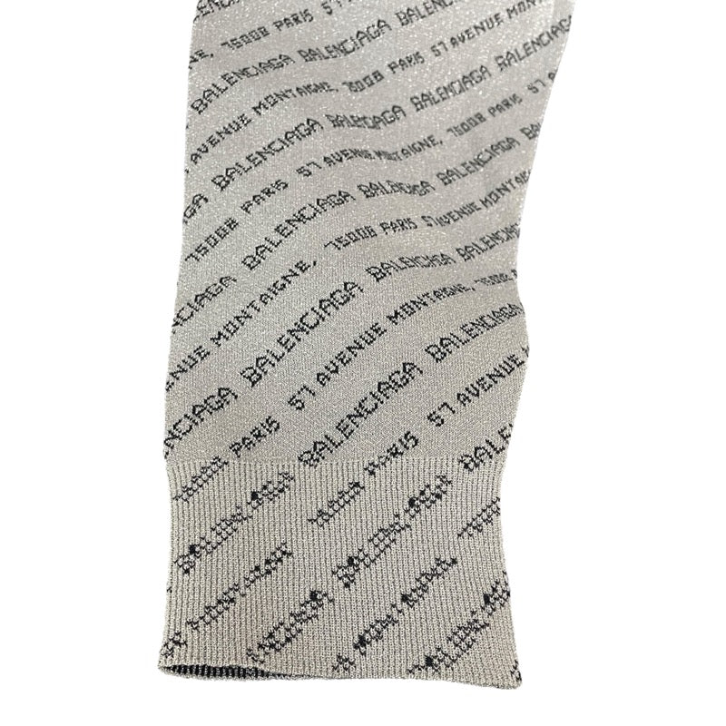 バレンシアガ BALENCIAGA ロゴ総柄ニットトップス シルバー レディース ニット