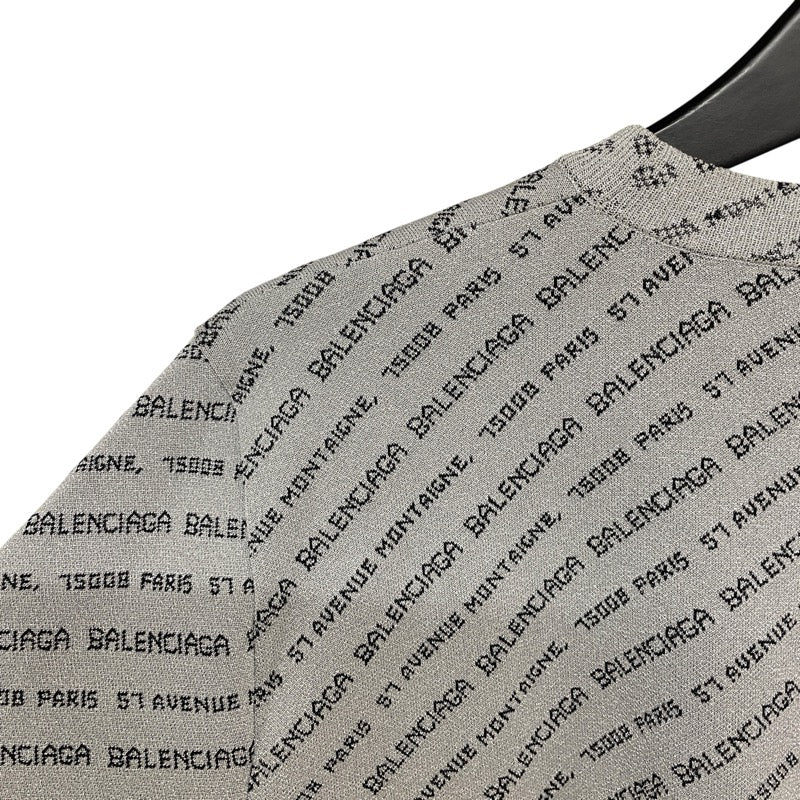 バレンシアガ BALENCIAGA ロゴ総柄ニットトップス シルバー レディース ニット