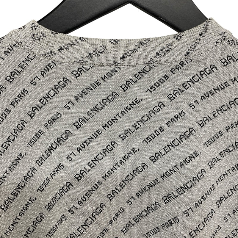 バレンシアガ BALENCIAGA ロゴ総柄ニットトップス シルバー