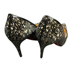 クリスチャン・ルブタン Christian louboutin 総柄ヒールパンプス ブラック エナメル レディース パンプス
