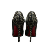 クリスチャン・ルブタン Christian louboutin 総柄ヒールパンプス ブラック エナメル レディース パンプス