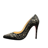 クリスチャン・ルブタン Christian louboutin 総柄ヒールパンプス ブラック エナメル レディース パンプス