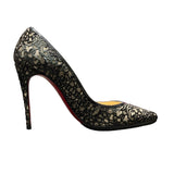 クリスチャン・ルブタン Christian louboutin 総柄ヒールパンプス ブラック エナメル レディース パンプス
