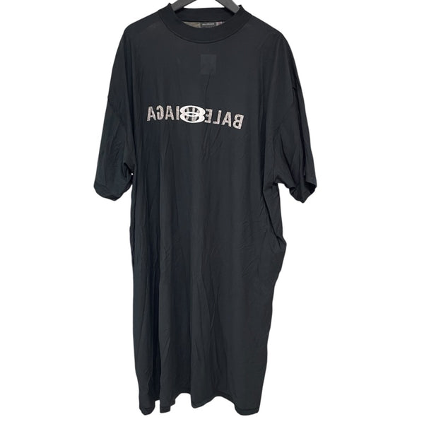 【8万円】BALENCIAGA フランス製ブラックタイト　ワンピース バレンシアガ BALENCIAGA ミラーロゴTシャツワンピース 791703