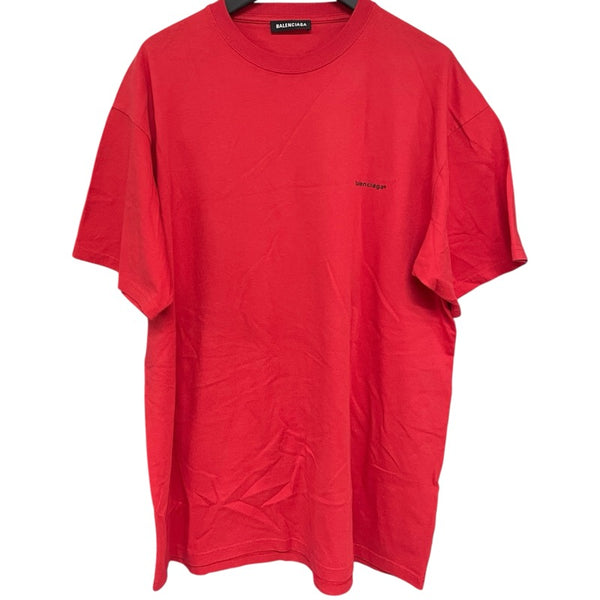 バレンシアガ BALENCIAGA スモールロゴ半袖Tシャツ 508203 レッド コットン メンズ 半袖Ｔシャツ