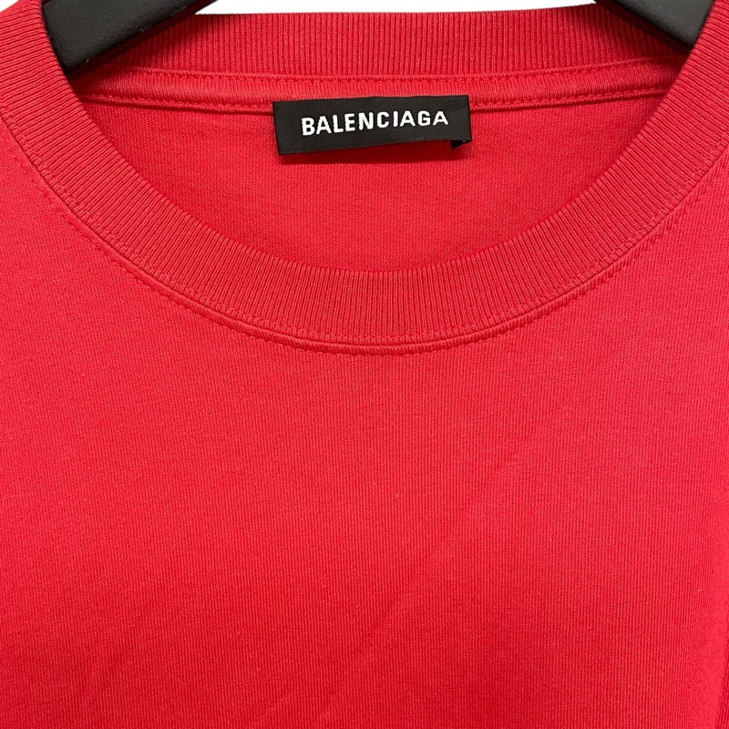 バレンシアガ BALENCIAGA スモールロゴ半袖Tシャツ 508203 レッド コットン メンズ 半袖Ｔシャツ