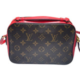 ルイ・ヴィトン LOUIS VUITTON サントンジュ M43556 ブラウン、レッド モノグラムキャンバス レディース ショルダーバッグ