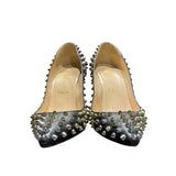 クリスチャン・ルブタン Christian louboutin スタッズヒールパンプス ブラック レディース パンプス