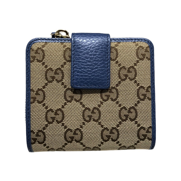 グッチ GUCCI コンパクトウォレット 346056 ブルー GGキャンパス レディース 二つ折り財布