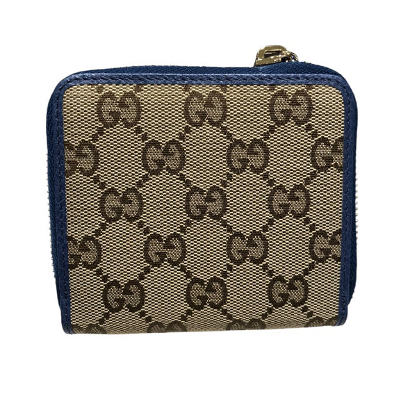 グッチ GUCCI コンパクトウォレット 346056 ブルー GGキャンパス レディース 二つ折り財布