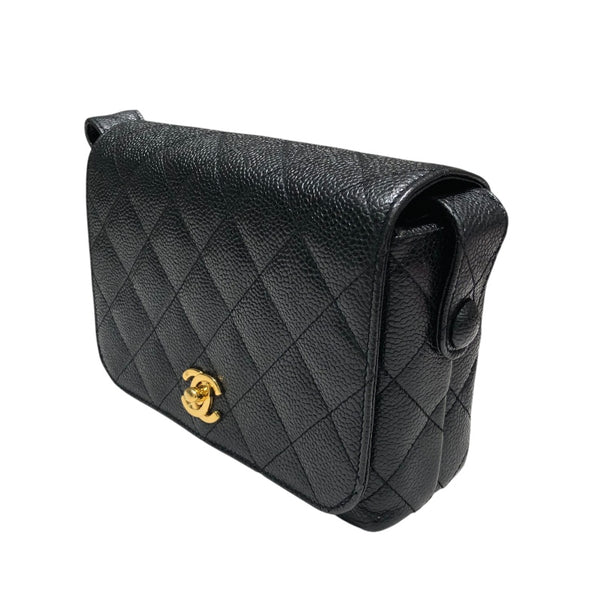 シャネル CHANEL マトラッセレザーショルダーバッグ ブラック GD金具 ラム レディース ショルダーバッグ