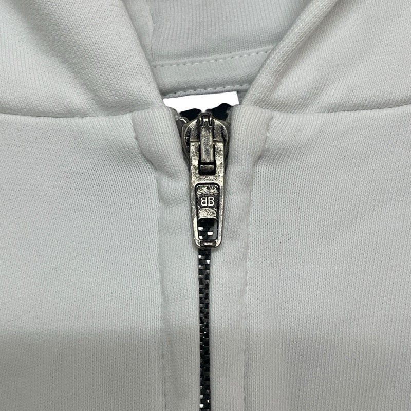 バレンシアガ BALENCIAGA ロゴプリントジップスウェットパーカー 744454 ホワイト コットン メンズ パーカー