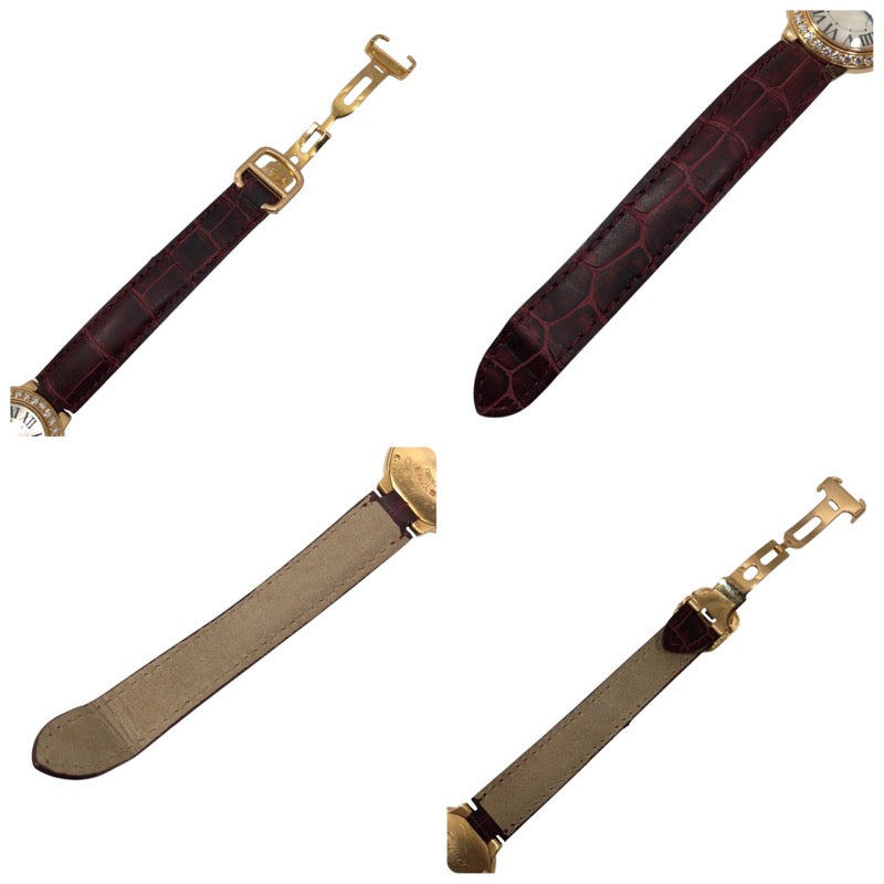カルティエ Cartier バロンブルー ドゥ カルティエ WE900251 シルバー K18PG/レザーストラップ レディース 腕時計