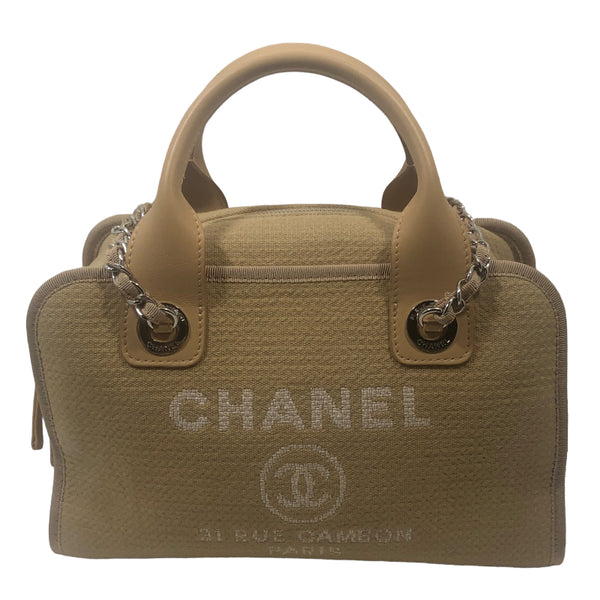 シャネル CHANEL ドーヴィル ボーリングバッグ A92750 ベージュ/SV金具 ファブリック レディース ショルダーバッグ