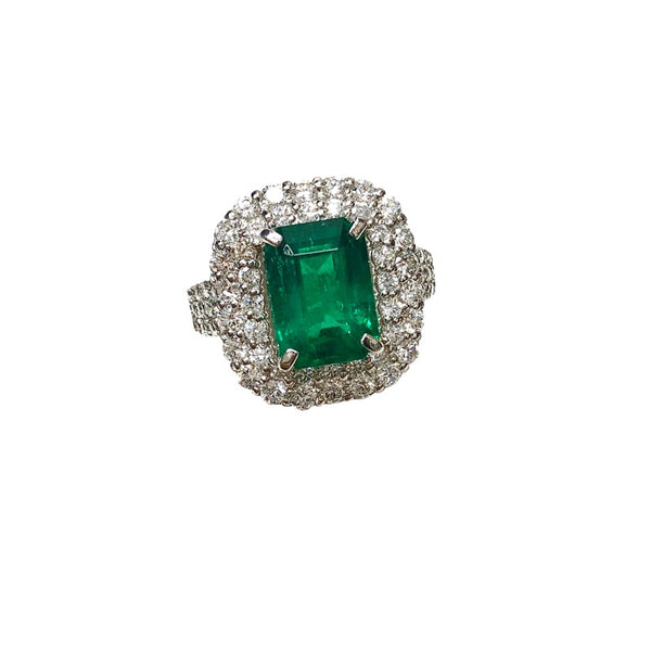 エメラルドダイヤリング Pt900プラチナ ジュエリー | 中古