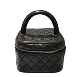 シャネル CHANEL マトラッセ トップハンドル バニティケース ブラウン ラムスキン レディース ハンドバッグ