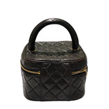 シャネル CHANEL マトラッセ トップハンドル バニティケース ブラウン ラムスキン レディース ハンドバッグ