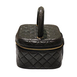 シャネル CHANEL マトラッセ トップハンドル バニティケース ブラウン ラムスキン レディース ハンドバッグ
