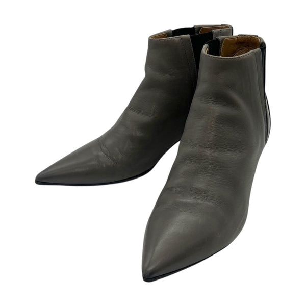 エルメス HERMES サイドゴアヒールブーツ グレー レザー レディース ブーツ