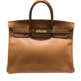 エルメス HERMES バーキン40 〇U刻 ナチュラル GD金具 アルデンヌ ユニセックス ハンドバッグ