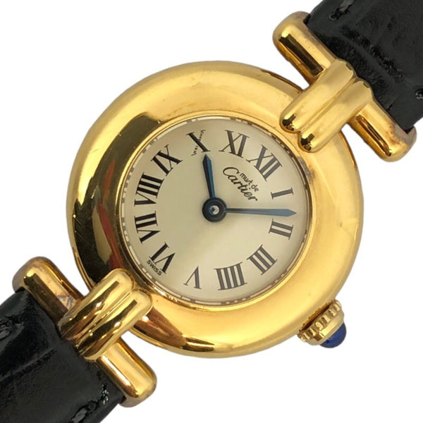 カルティエ Cartier マストコリゼ ヴェルメイユ 590002 ホワイト SV/革ベルト（社外品） クオーツ レディース 腕時計