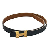 エルメス HERMES コンスタンスベルト75センチ ブラック、ゴールド ボックスカーフ/クシュベル ユニセックス ベルト